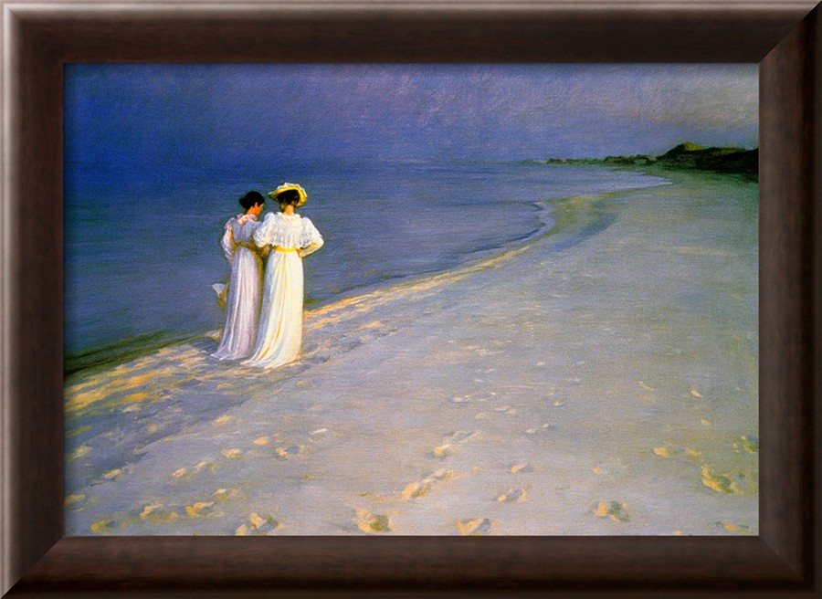 Summer Evening on the Skagen Southern Beach with Anna Ancher and Marie Kroyer - Peder Severin Kroyer Painting On Canvas